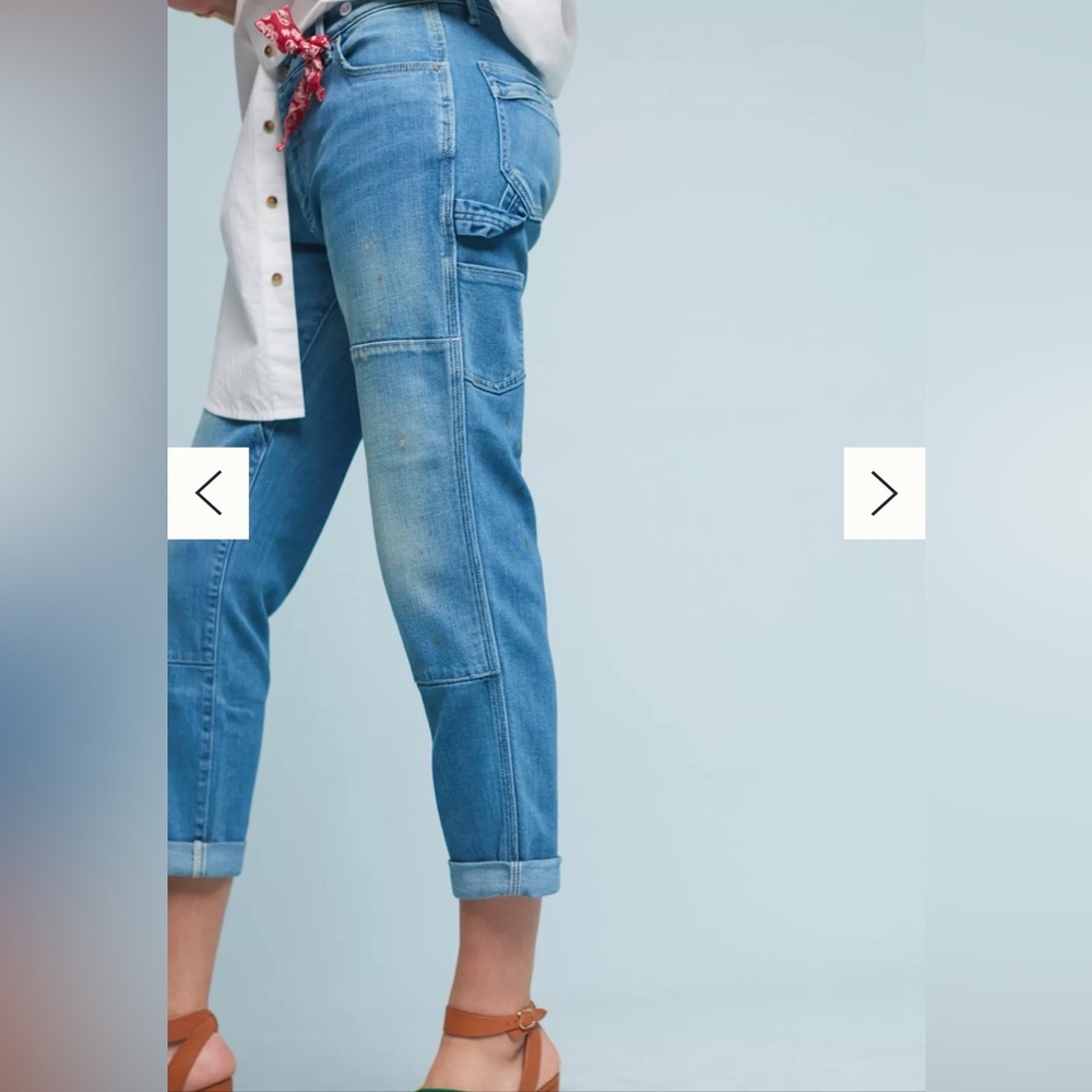 Anthropologie Pilcro Paint Splatter Bandana Cuffed Utility Carpenter Jeans (31) - Picture 1 of 13